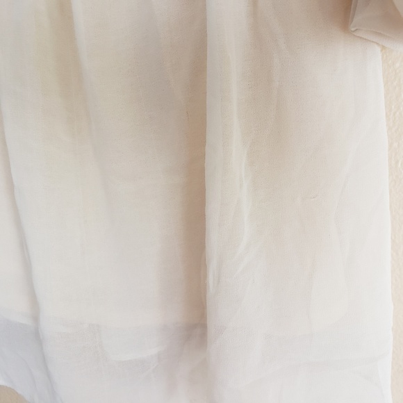 Clhoe Semi Sheer Blouse Ivory Beaded Neckline E15 - Picture 3 of 8